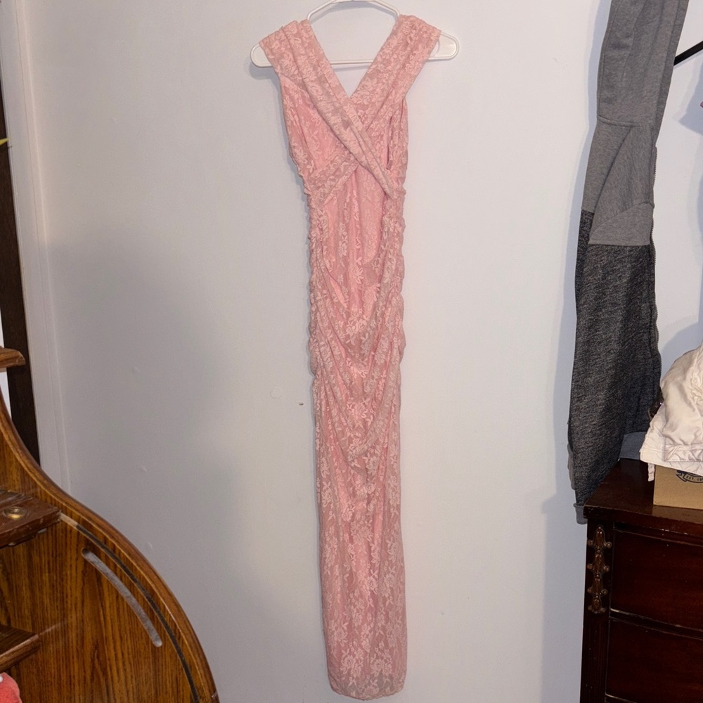 SHEIN Pink Lace Maxi Dress